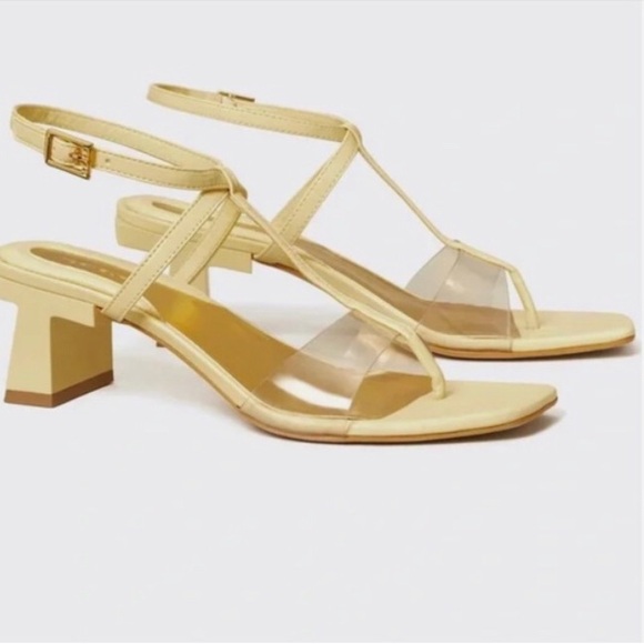 TORY BURCH Strappy lucite heel sandals in Sweet Corn/Clear Size 8 - Picture 7 of 15